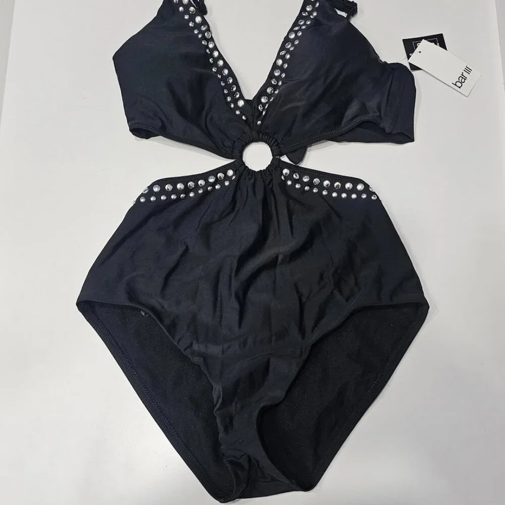 Bar III Women's Tell Me About It Stud One-Piece Swimsuit - Picture 5 of 10